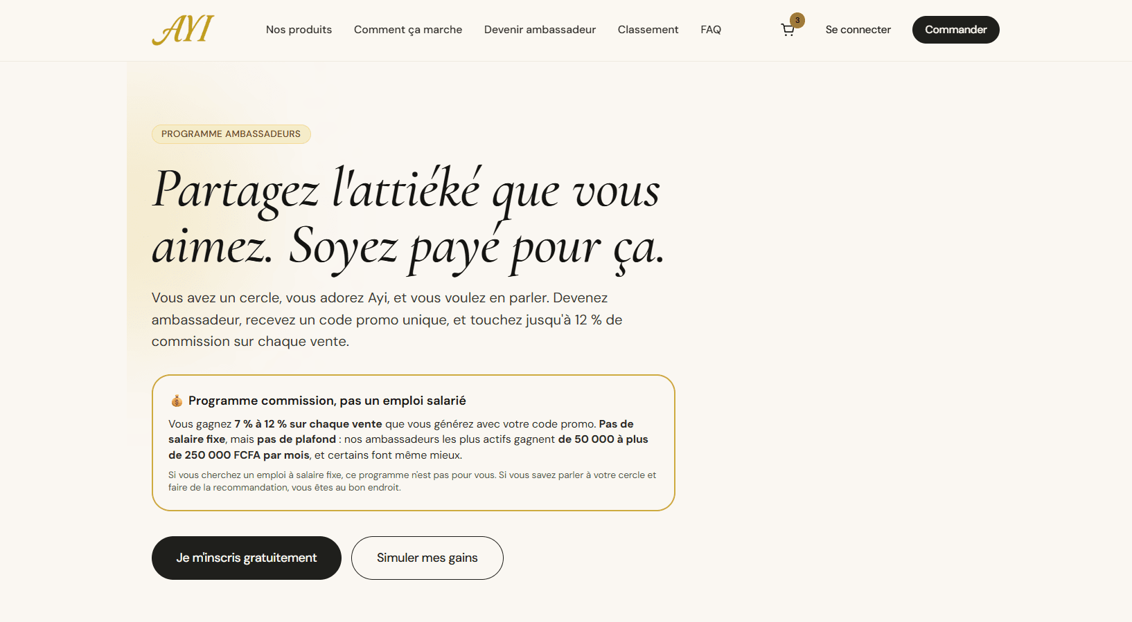 Espace ambassadeur - Dashboard et commissions