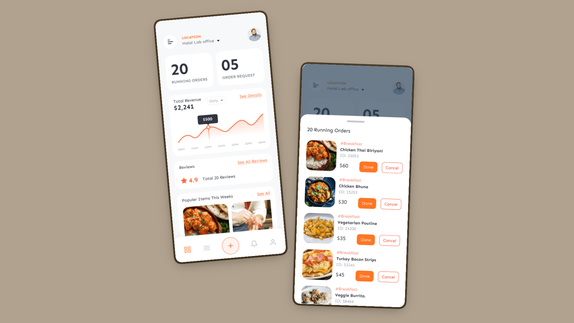 Interface Restaurant - Gestion commandes