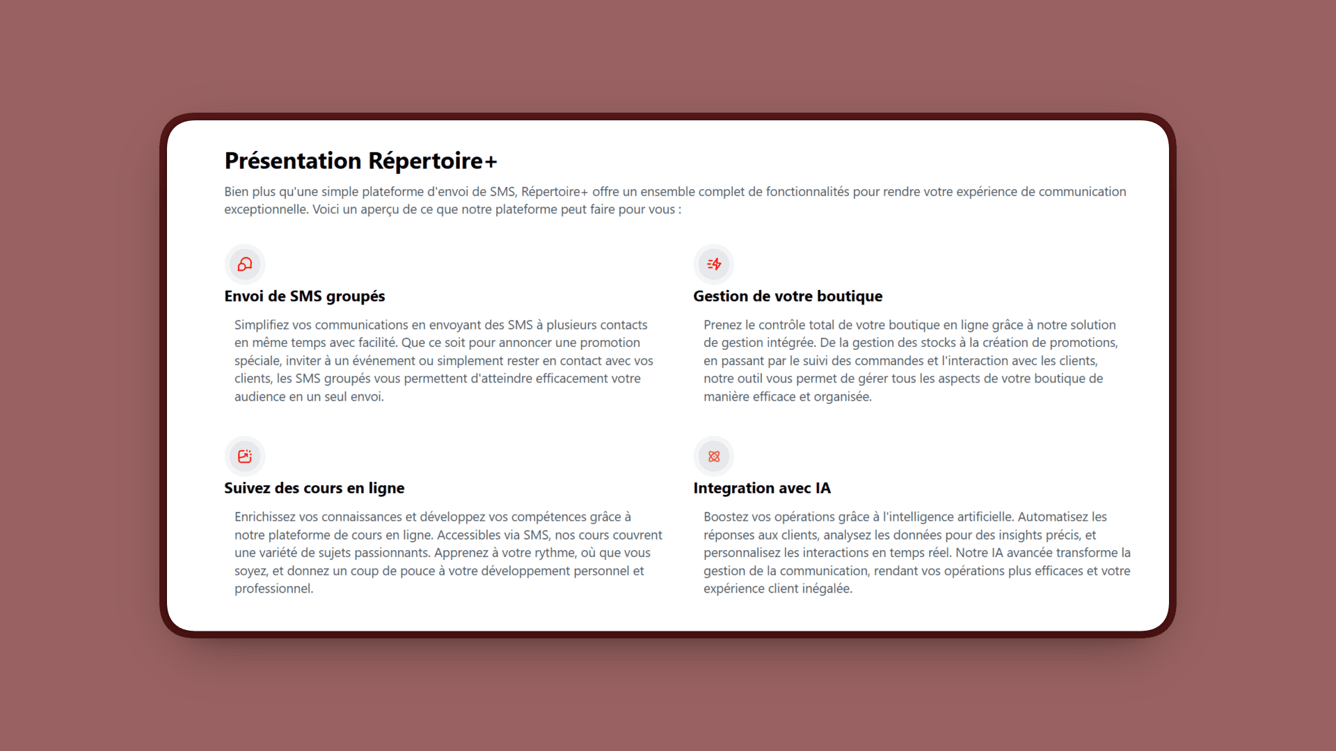 Présentations