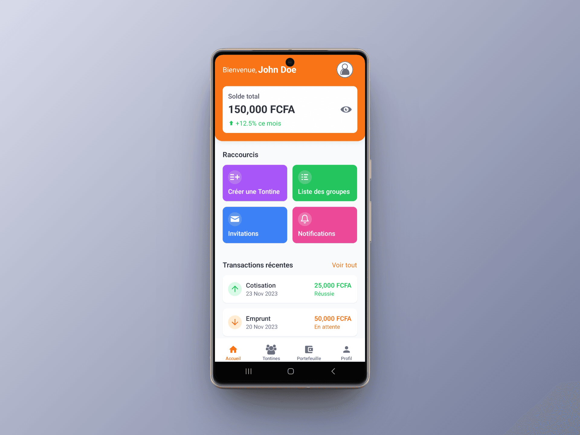 Dashboard Tontinier - Gestion groupes et membres
